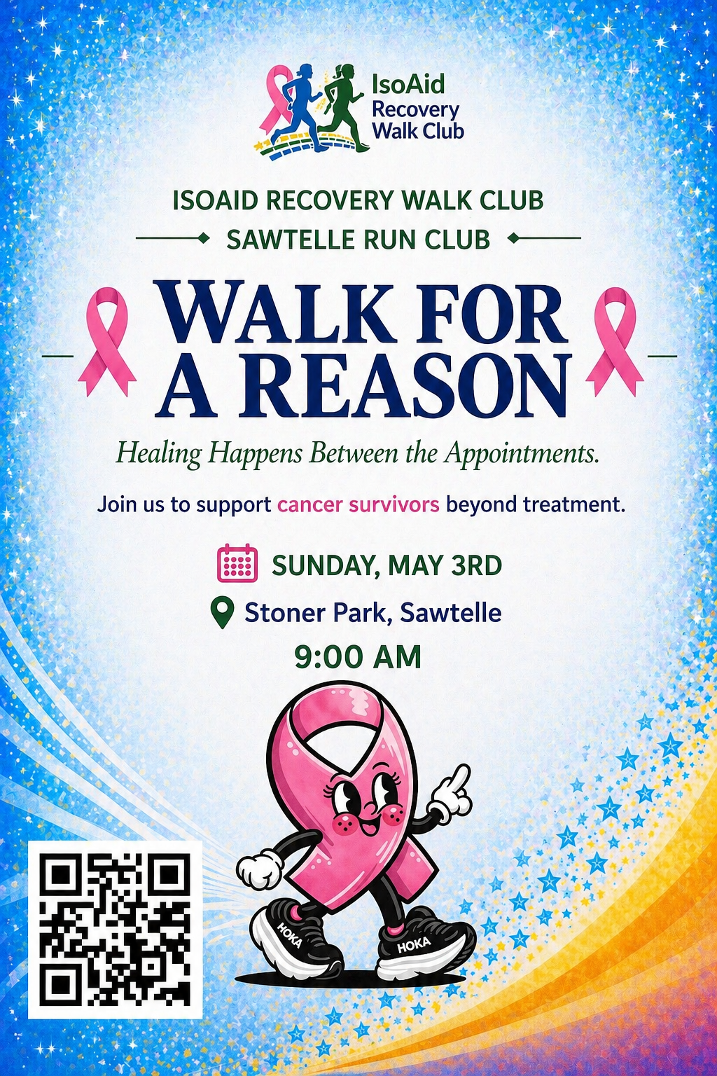 Recovery Walk Club x Sawtelle Run Club — Walk for a Reason event flyer
